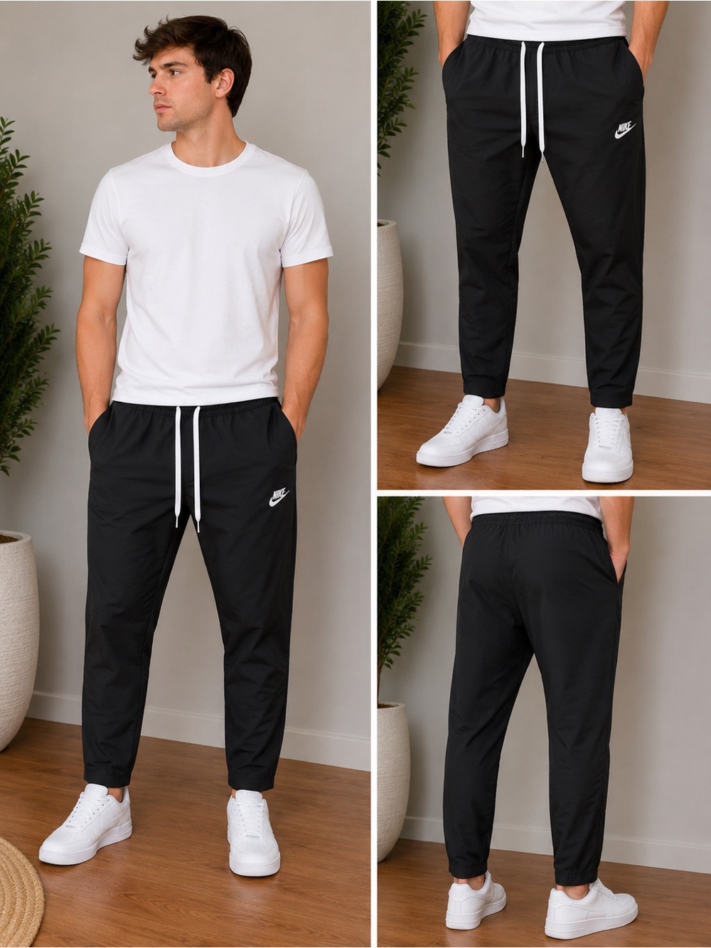 Nike Sportswear Woven Jogger Pants Black White Drawstring Men’s Small